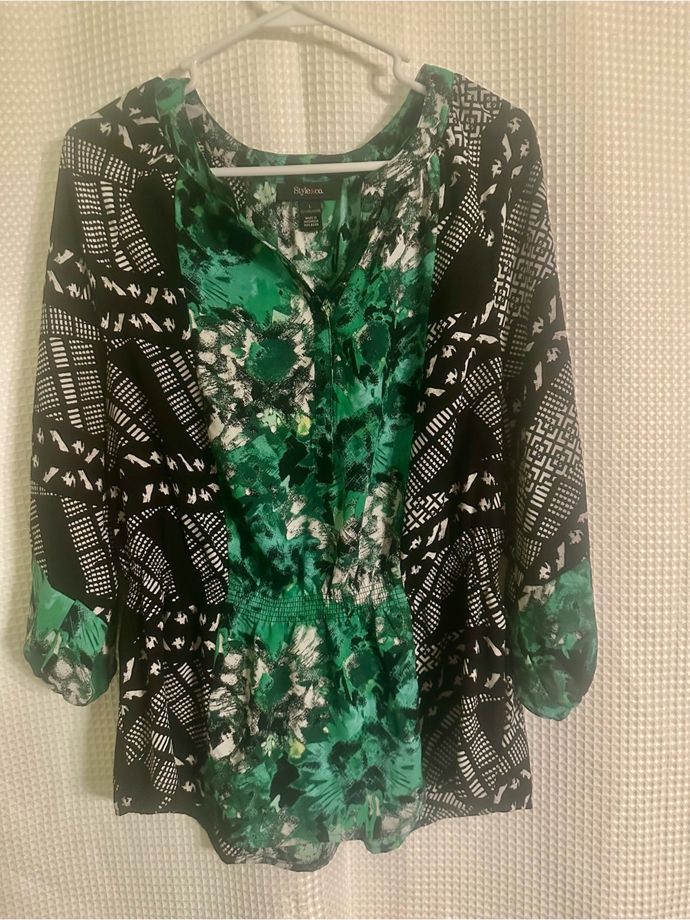 Style & Co. Green and Black Mixed-Print Women’s Tunic